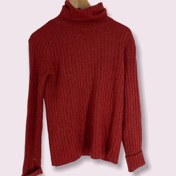Garnet hill ribbed turtleneck sweater merino wool XS - Picture 1 of 7